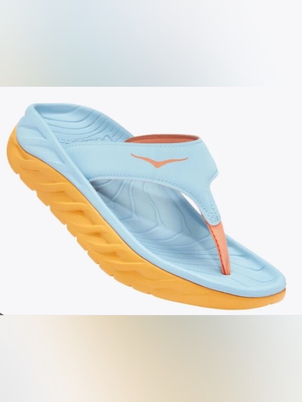 Hoka Ora Recovery Light Blue and Orange Thong Sandals Size M9 W11